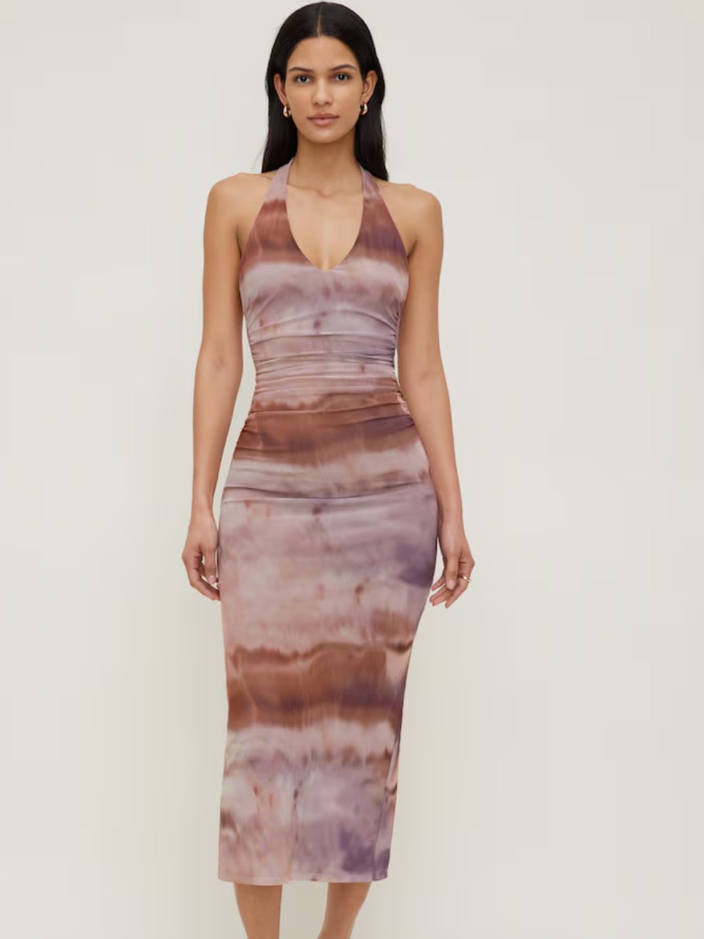 Dynamite Reia Halter Mesh Maxi Dress